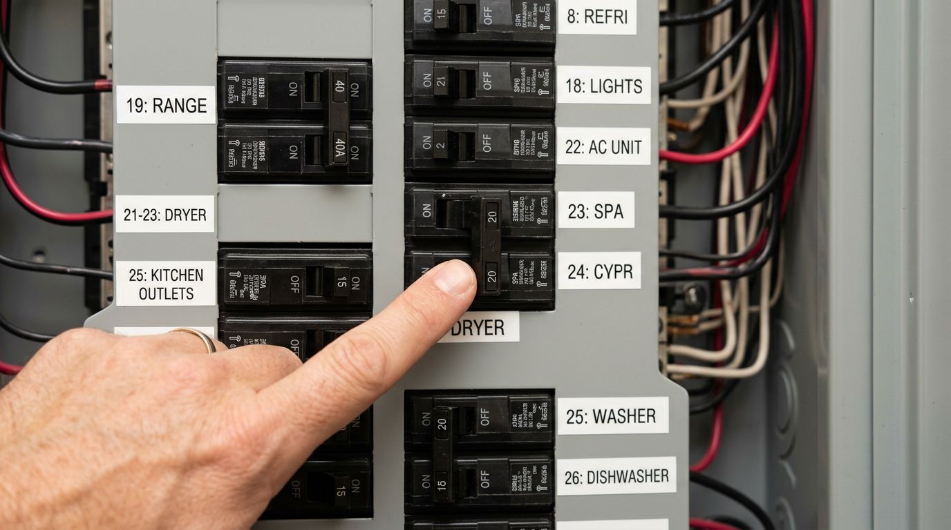 Checking oven circuit breaker panel