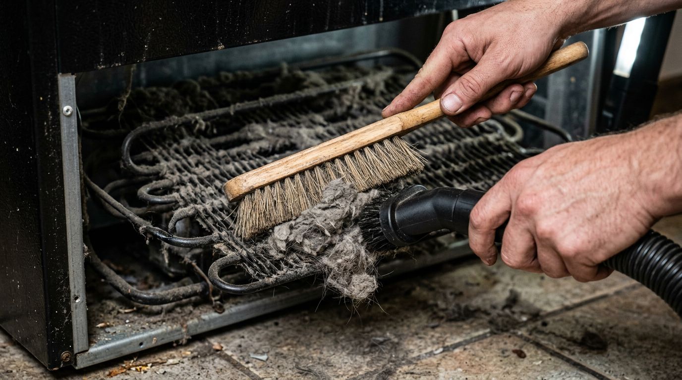cleaning dusty fridge condenser coils