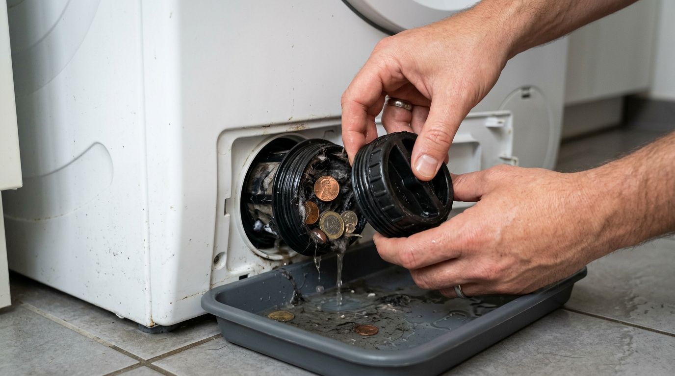 Cleaning washer drain pump filter