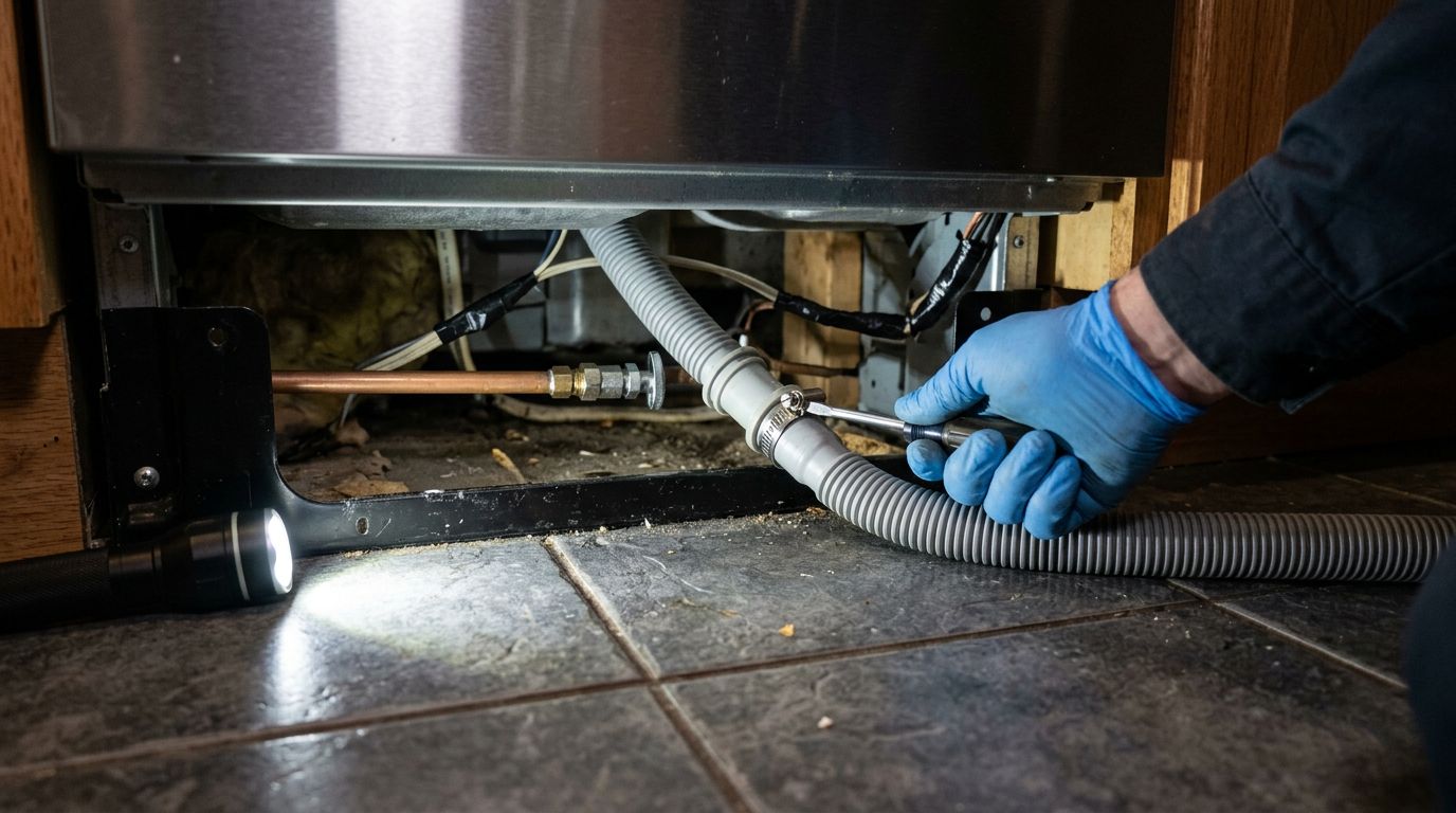 dishwasher drain hose plumbing check