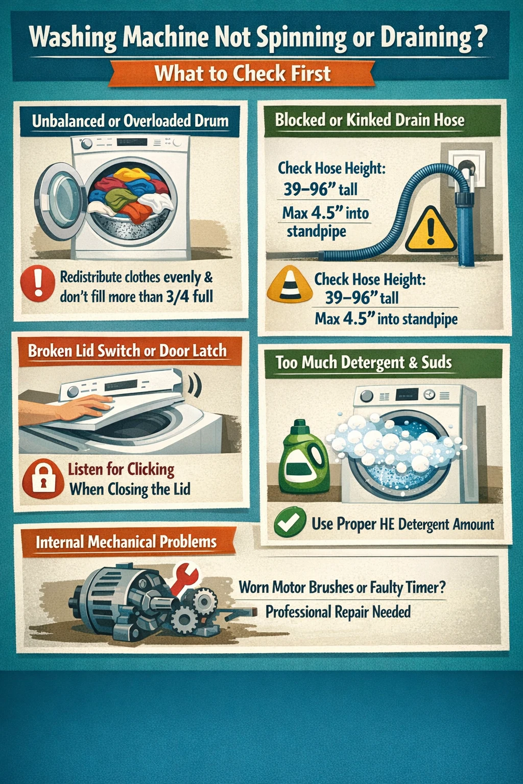 Washing machine not spinning troubleshooting key takeaways