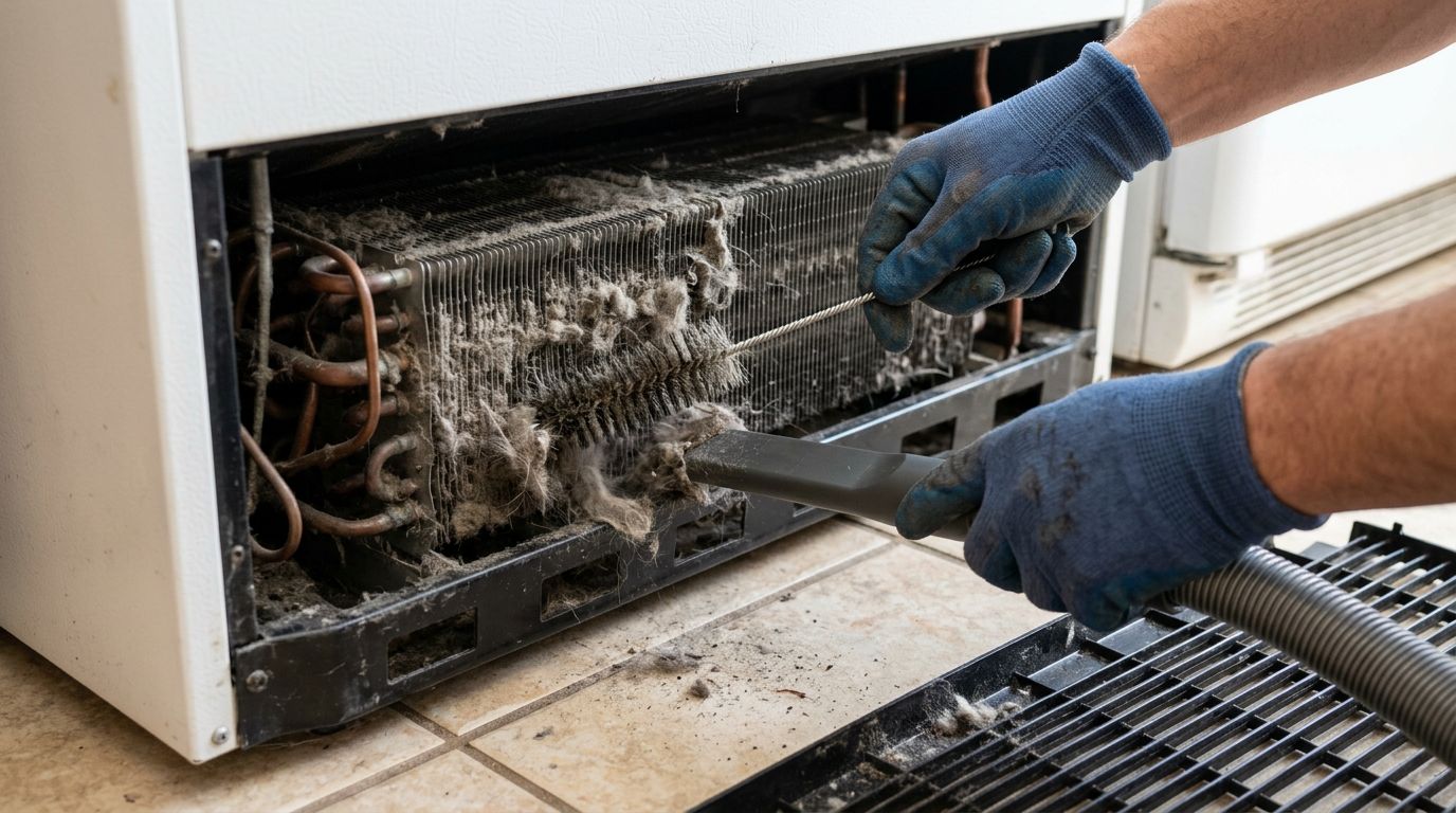 Dirty refrigerator condenser coils cleaning