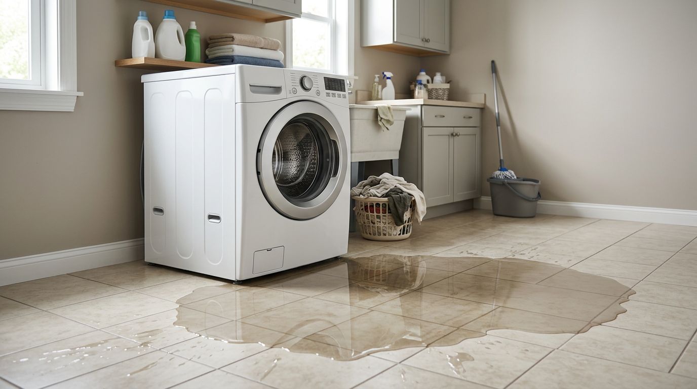 Washing machine leaking on laundry room floor